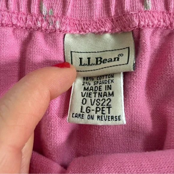 LL Bean pink floral mini skirt pull on stretchy waist large petite - Picture 2 of 5